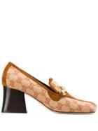 Gucci Zumi Gg Canvas Mid-heel Loafer - Neutrals