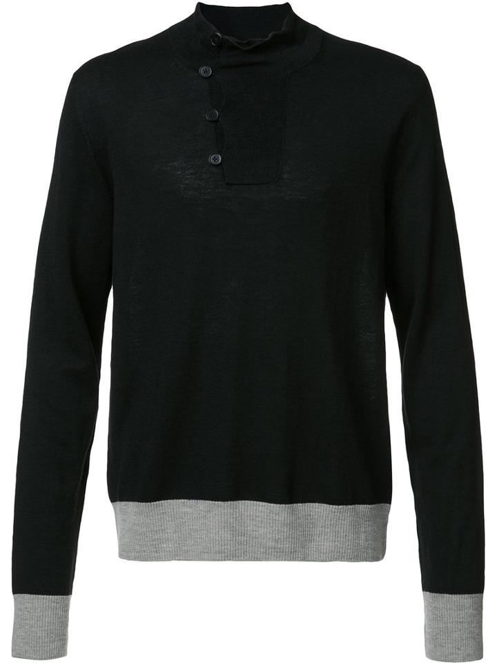 Maison Margiela - Elbow Patch Jumper - Men - Linen/flax/calf Leather/wool - M, Black, Linen/flax/calf Leather/wool