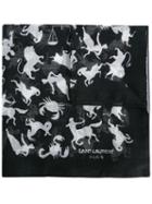 Saint Laurent Horoscope Print Scarf, Women's, Black, Silk/cashmere