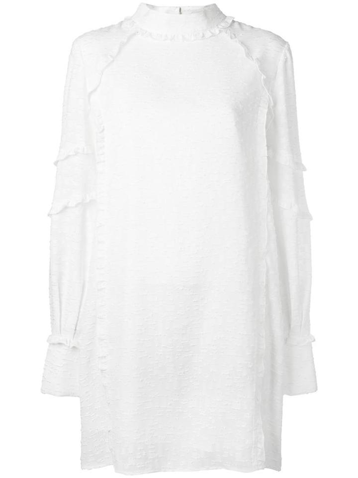 Iro Mock Neck Dress, Women's, Size: 38, White, Polyester/cotton