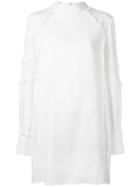 Iro Mock Neck Dress, Women's, Size: 38, White, Polyester/cotton