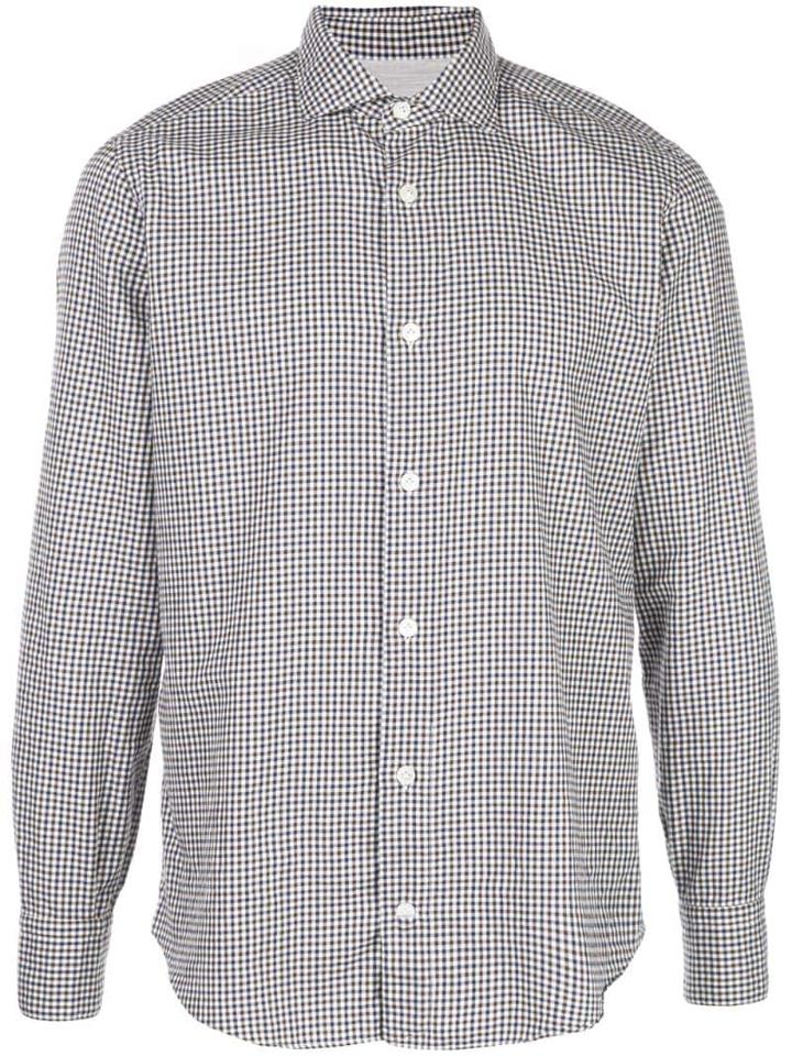 Eleventy Check Slim-fit Shirt - Blue