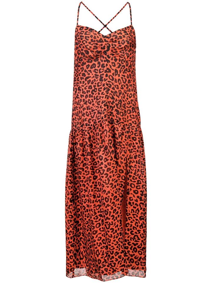Michelle Mason Leopard Print Midi Dress - Red