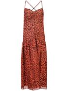 Michelle Mason Leopard Print Midi Dress - Red