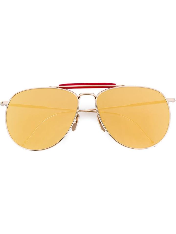 Thom Browne Aviator Sunglasses, Men's, Grey, Metal