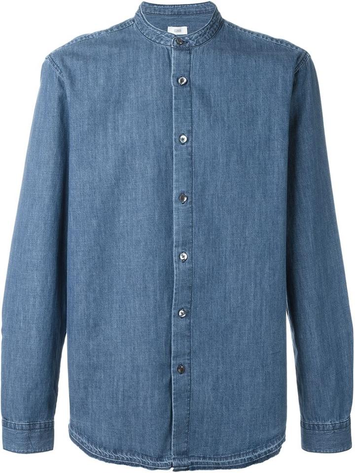 Closed Collarless Shirt, Men's, Size: Medium, Blue, Cotton