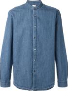 Closed Collarless Shirt, Men's, Size: Medium, Blue, Cotton