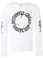 Dries Van Noten Long Sleeve Top With Tattoo Calligraphy Branded Details, Men's, Size: Medium, White, Cotton