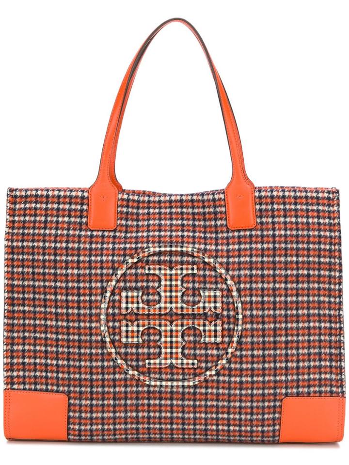 Tory Burch Glenn Plaid Tote - Orange