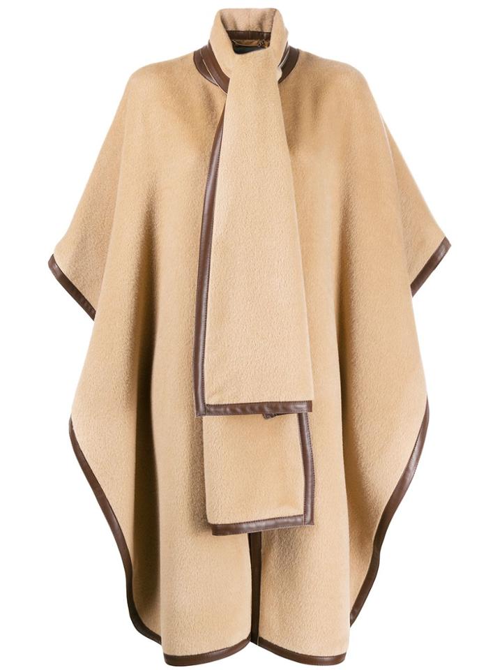 Alberta Ferretti Oversized Textured Cape Coat - Brown