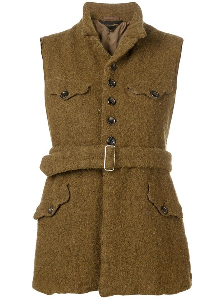 Comme Des Garçons Vintage 2000's Distressed Sleeveless Jacket - Green