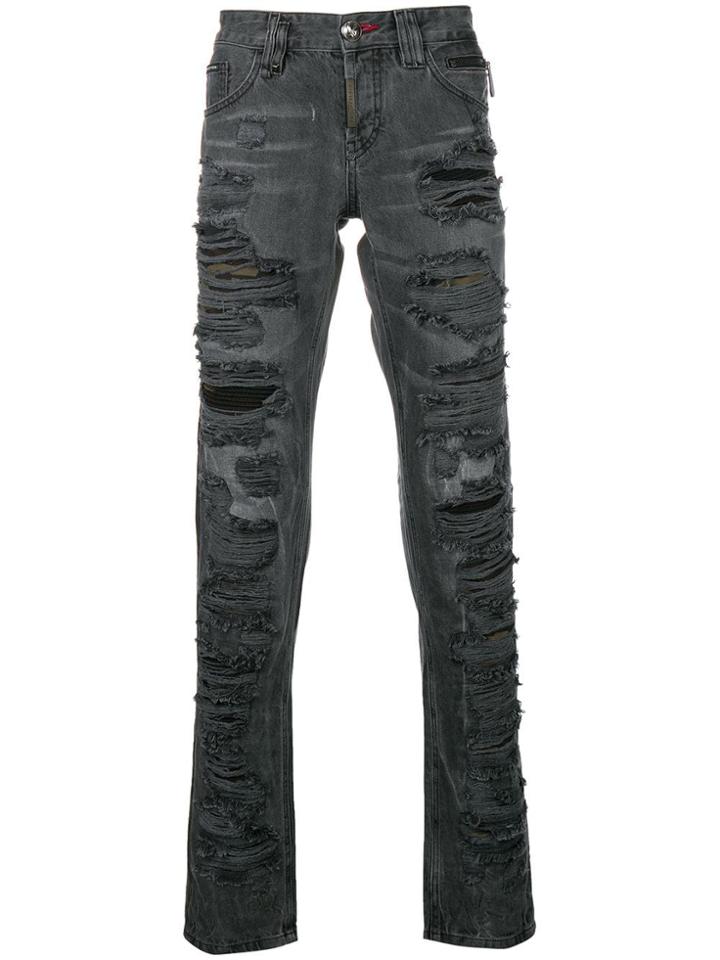 Philipp Plein Ripped Skinny Jeans - Grey