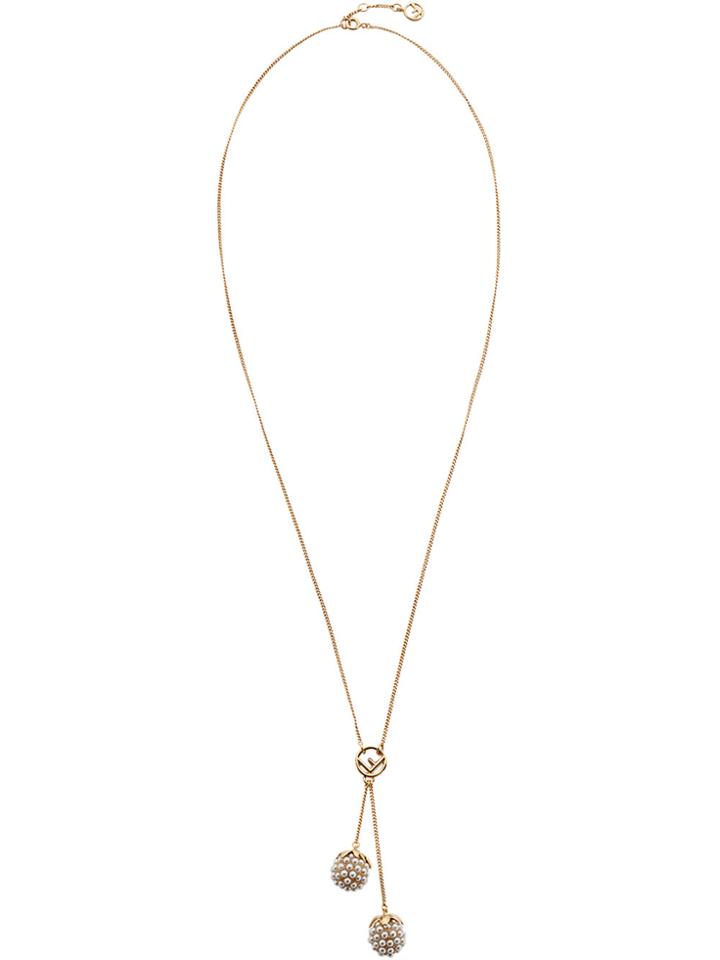 Fendi Logo Double Pendant Necklace - Metallic