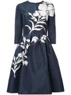 Carolina Herrera Floral Embellished Dress - Blue