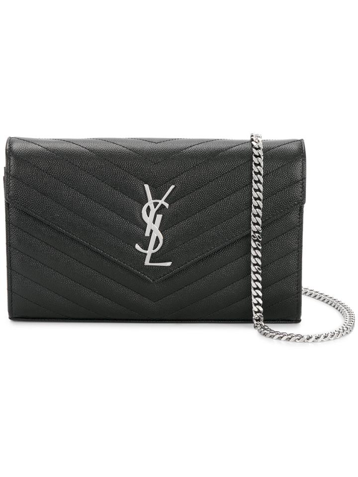 Saint Laurent Monogram Wallet On Chain - Black