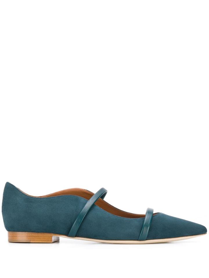 Malone Souliers Suede Ballerina Shoes - Blue