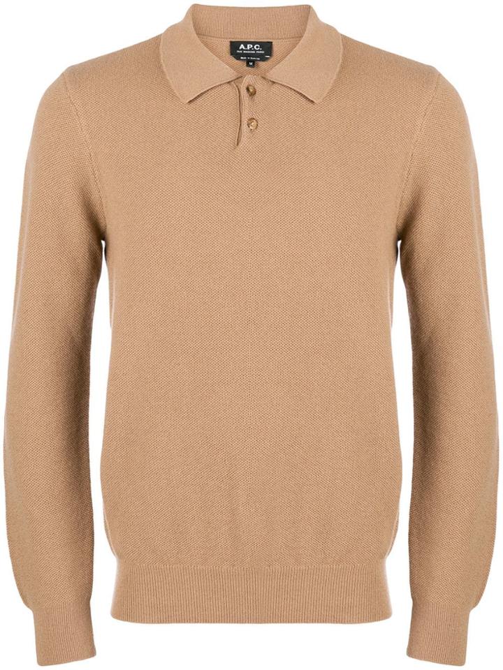A.p.c. Knitted Polo Shirt - Nude & Neutrals