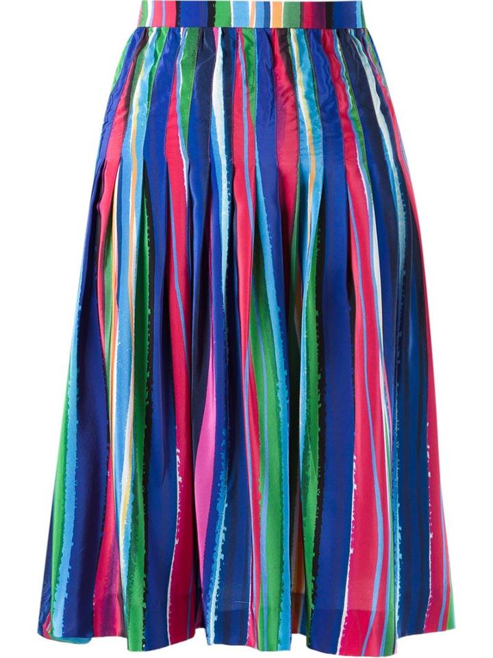Isolda Midi Pleated Striped Skirt