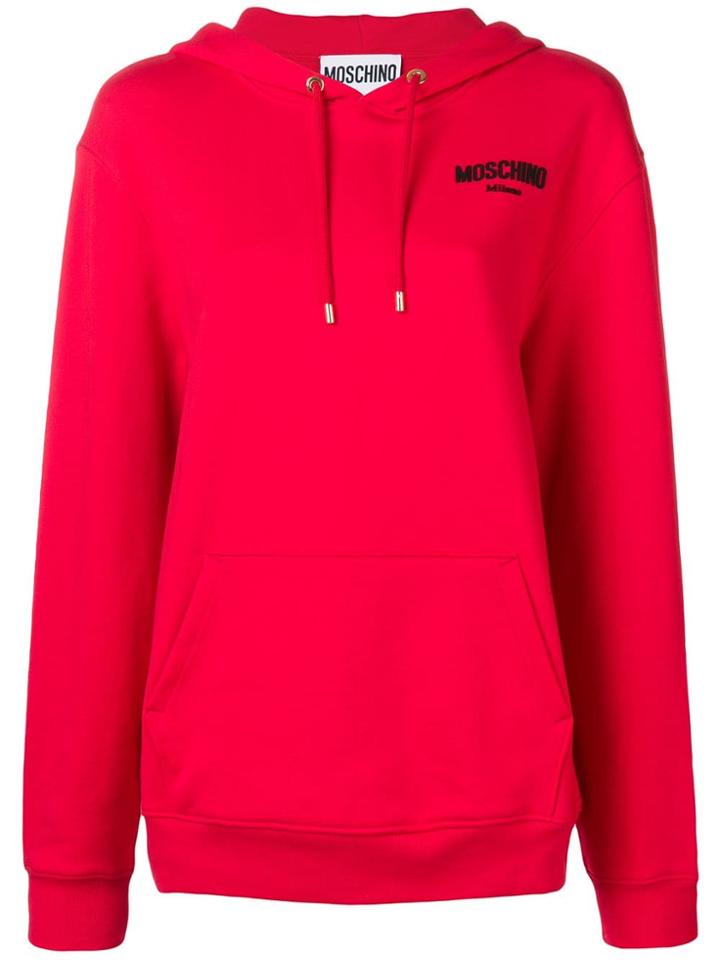 Moschino Rubber Logo Hoodie - Red