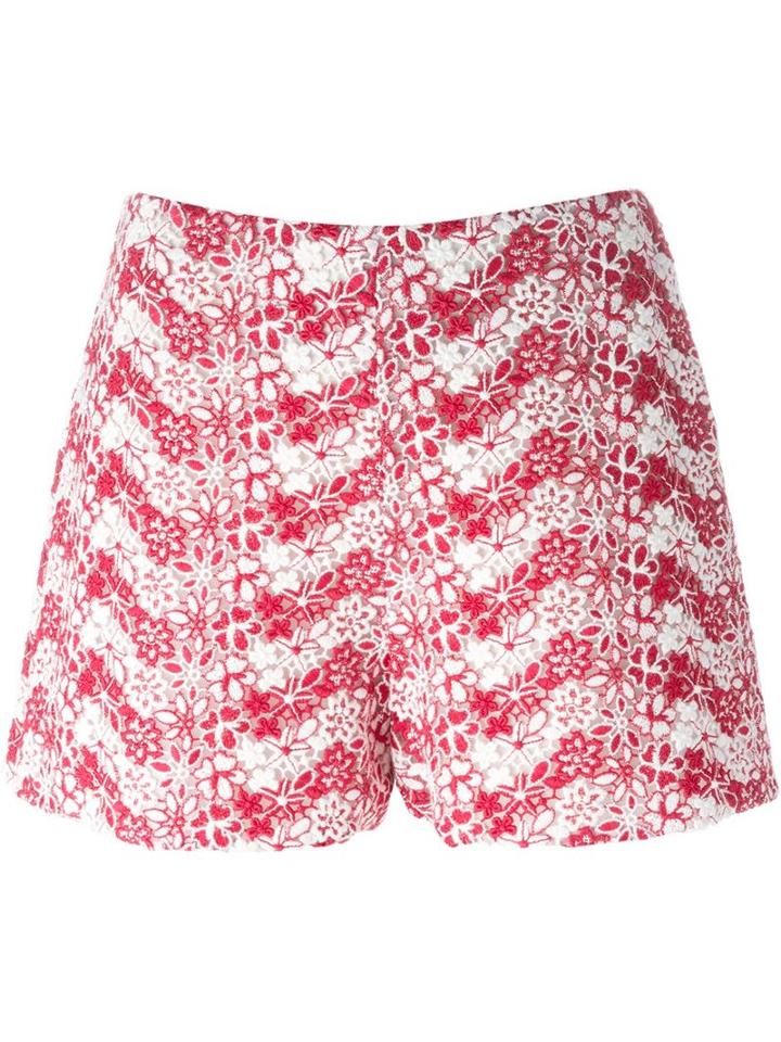 Giamba Floral Embroidered Shorts, Women's, Size: 42, Red, Cotton/polyester