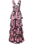 Fausto Puglisi Tropical Print Tiered Dress - Pink