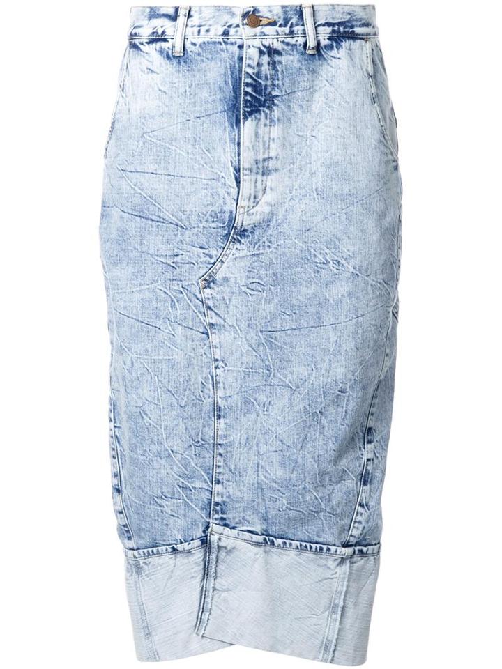 Bassike Lo Slung Denim Skirt, Women's, Size: 8, Blue, Cotton