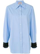 No21 - Bead Embellished Cuff Shirt - Women - Cotton/polyester/pvc/glass - 40, Blue, Cotton/polyester/pvc/glass
