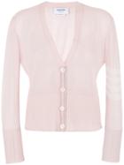 Thom Browne Sheer Classic V-neck Cardigan With 4-bar Stripe In Silk