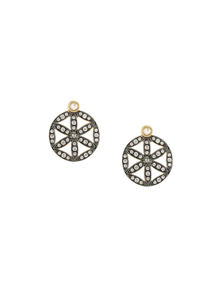 Noor Fares Dormeuse Moonstone And Diamond Earrings - Metallic