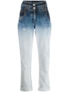 Balmain Layered Waist Ombré Jeans - Blue