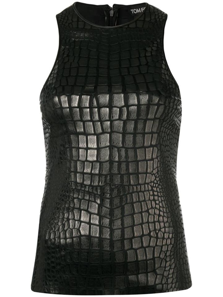 Tom Ford Crocodile Effect Top - Black