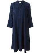 Forte Forte Wide Sleeve Mandarin Neck Shirt Dress, Women's, Size: Ii, Blue, Cotton/cupro/viscose