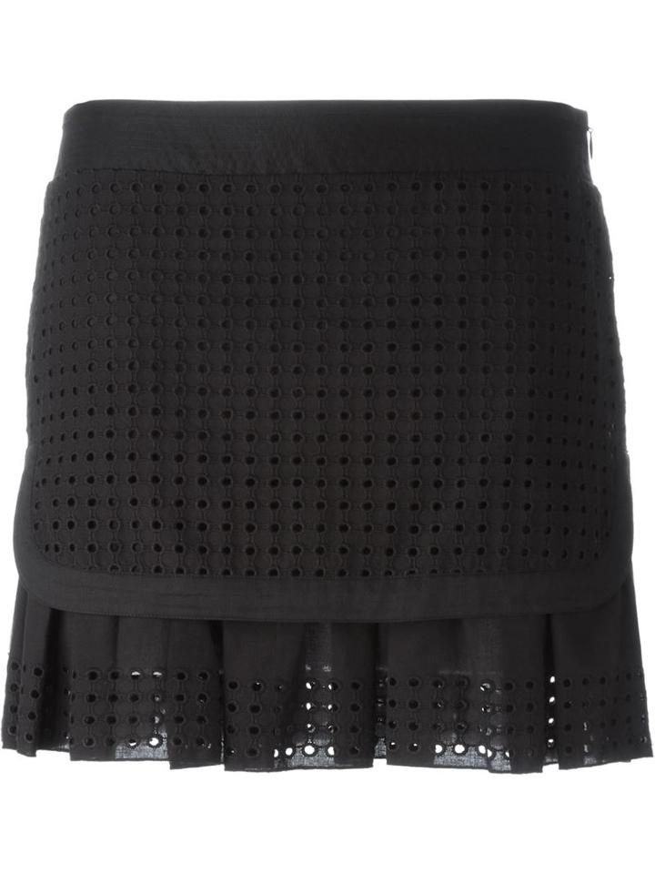 Diesel Black Gold Perforated Layered Mini Skirt, Women's, Size: 44, Cotton
