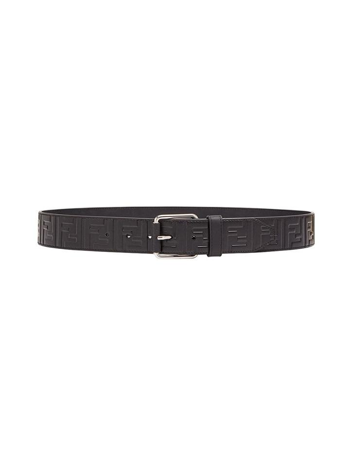 Fendi Embossed Ff Logo Belt - Black