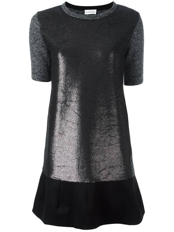 Moncler Panelled T-shirt Dress, Women's, Size: Small, Black, Virgin Wool/polyester