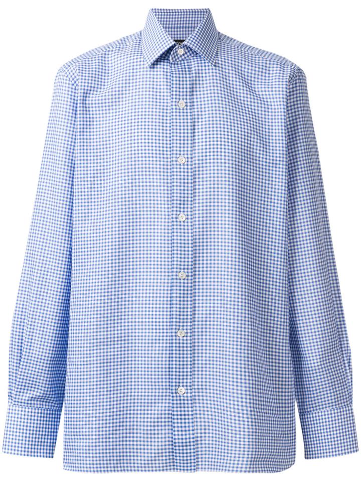 Tom Ford Gingham Check Shirt - Blue