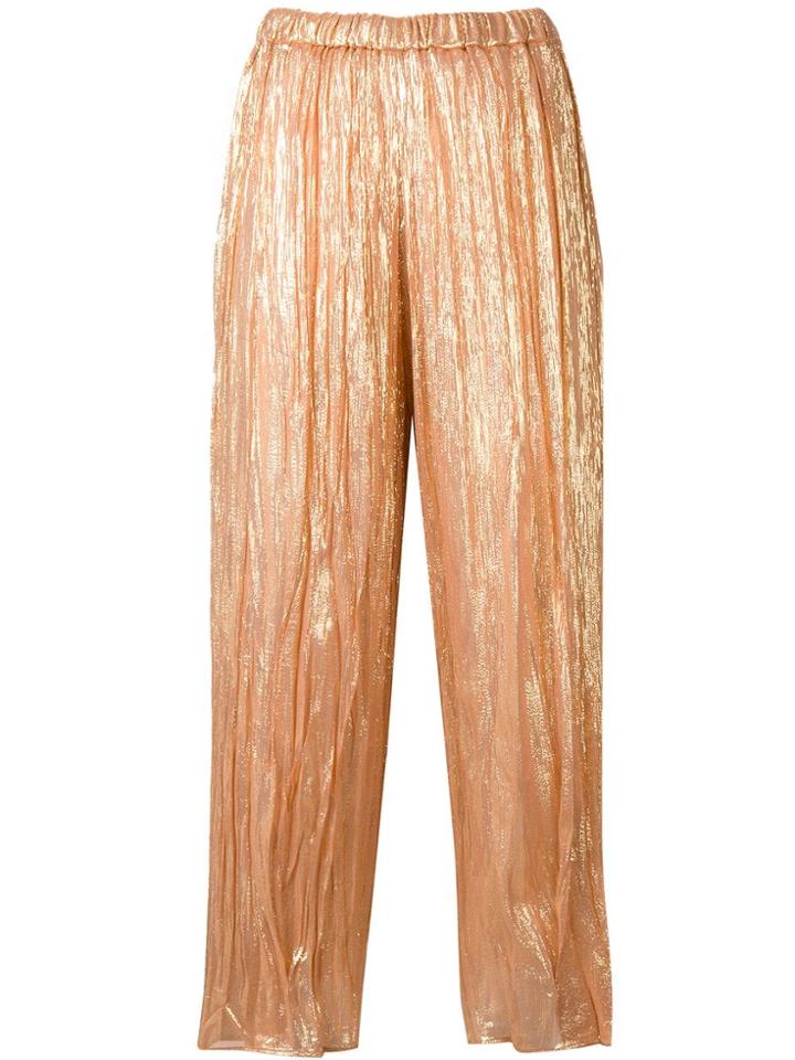 Forte Forte Pleated Metallic Trousers - Gold