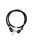 1-100 Small Bead Rawhide Bracelet, Adult Unisex, Size: S, Black, Sterling Silver/bullhide Leather