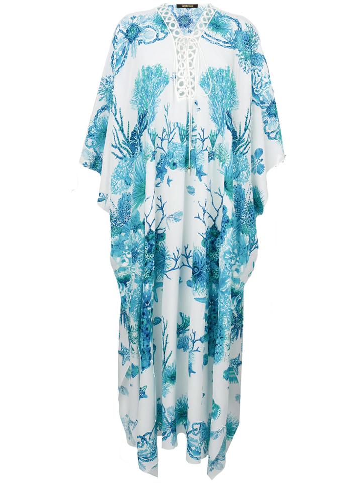 Roberto Cavalli Printed Smock Maxi Dress - Blue