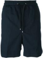 Emporio Armani Stripe Appliqué Bermuda Shorts, Men's, Size: 50, Blue, Cotton/linen/flax