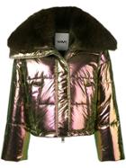Yves Salomon Army Fox Fur Trim Padded Jacket - Green