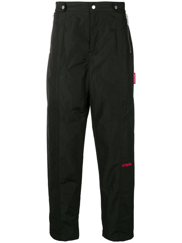 Heron Preston Logo Tag Straight-leg Trousers - Black
