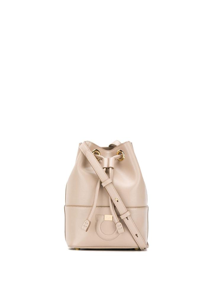 Salvatore Ferragamo Logo Embossed Bucket Bag - Neutrals