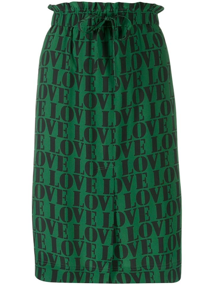 Calvin Klein Love Slogan Print Skirt - Green