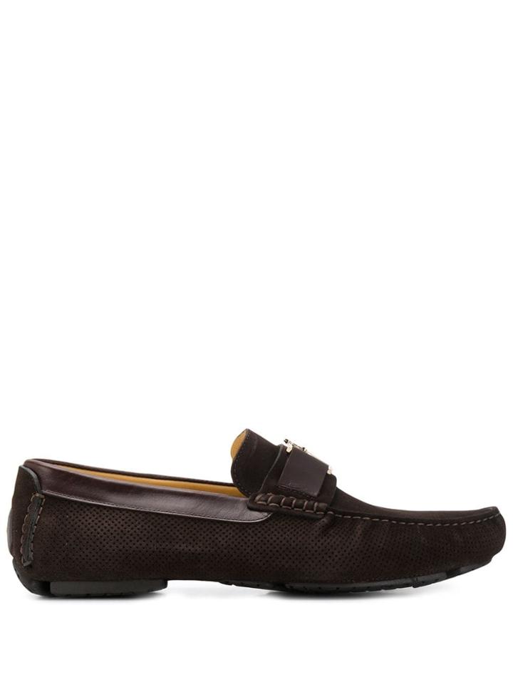 Cesare Paciotti Logo Plaque Loafers - Brown