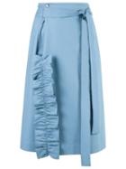 Reinaldo Lourenço High Waisted Skirt, Women's, Size: 40, Blue, Cotton/spandex/elastane