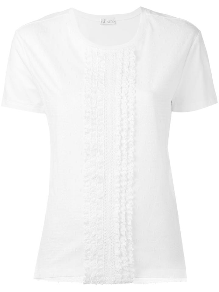 Red Valentino - Lace Short Sleeved T-shirt - Women - Cotton/polyamide - M, White, Cotton/polyamide