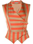 Issey Miyake Vintage Striped Waistcoat - Brown