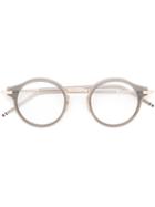 Thom Browne Round Frame Glasses, Grey, Acetate/12kt Gold