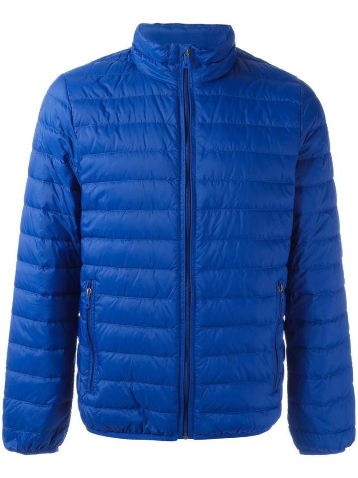 Armani Jeans Zip Up Jacket, Men's, Size: 48, Blue, Polyimide/feather Down